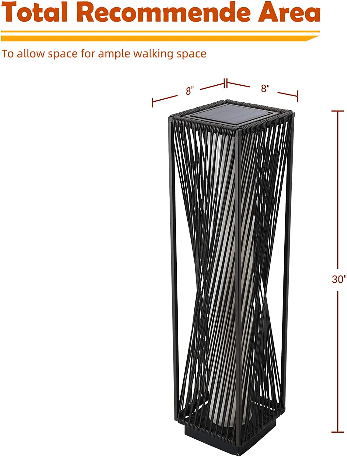 Outdoor Solar Floor Lamp Resin Wicker Solar Light Outdoor Waterproof for Yard, Garden, Pathway, Deck-Baffin, Dazzle Dance