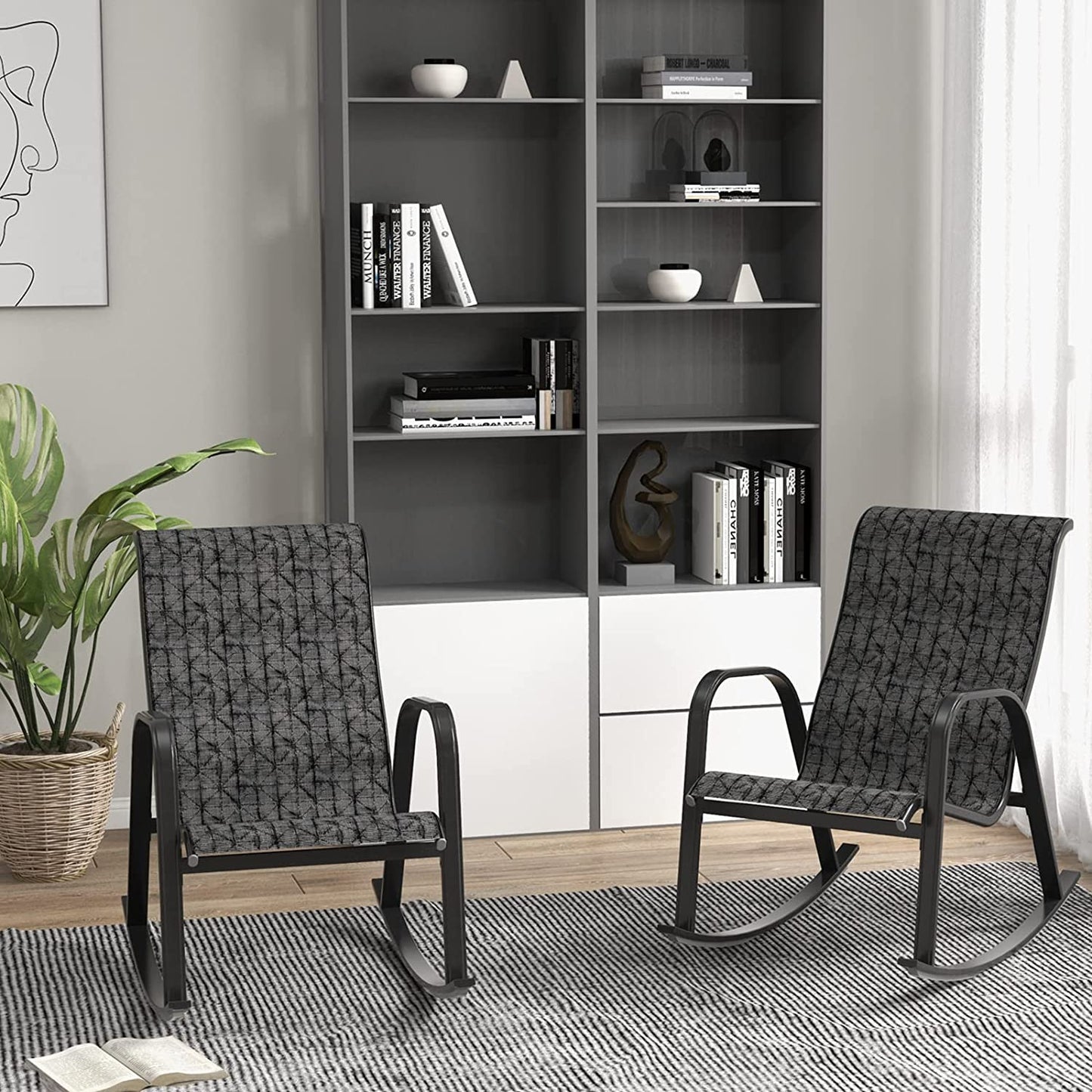 GRAND PATIO Outdoor Mesh Sling Patio Rocking Chairs for Porch, Garden, Patio