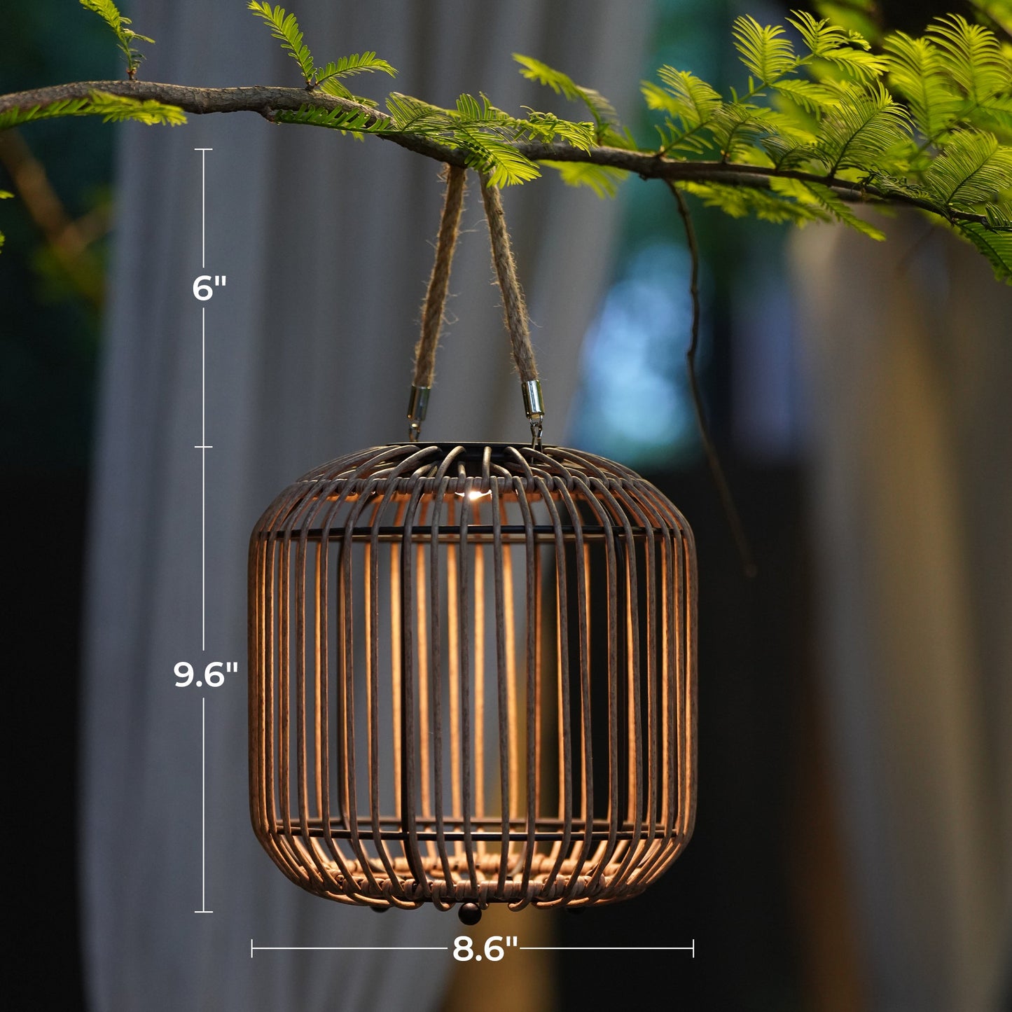 Outdoor Solar Lanterns Waterproof Wicker Rechargeable Hanging Lights