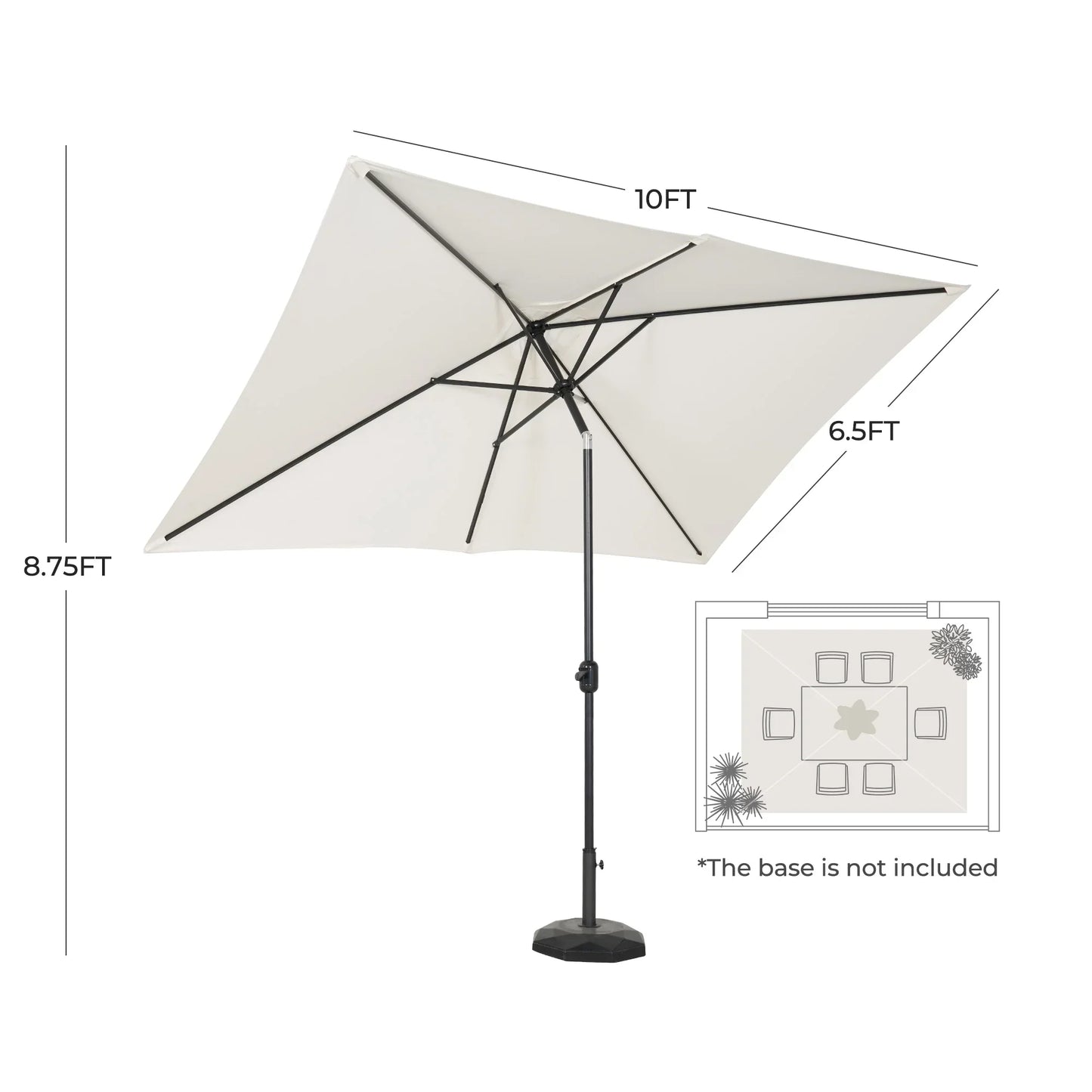 GRANDPATIO 10 × 6.5ft Rectangle Patio Umbrella with Crank & Tilt