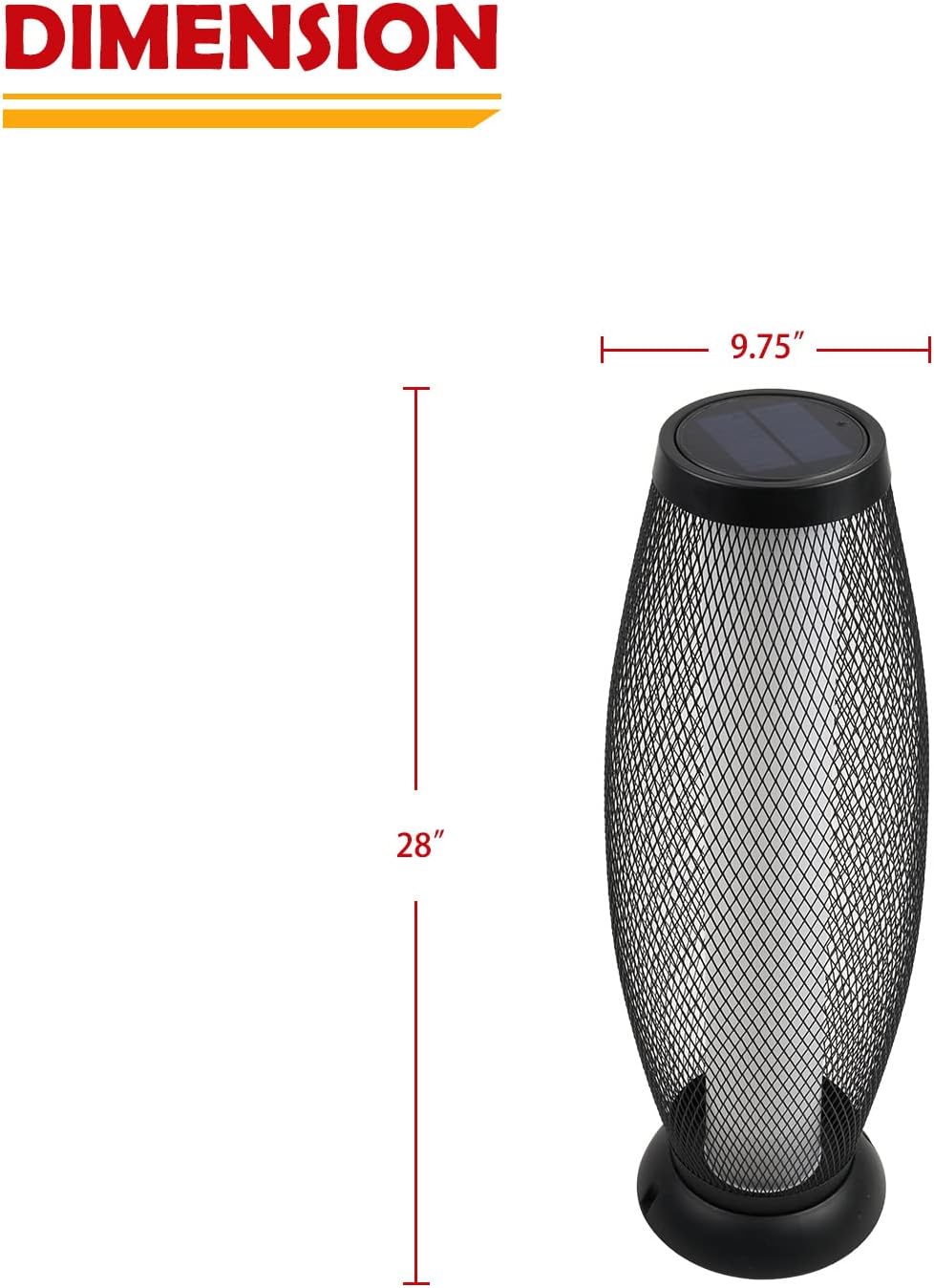 Shadow Solar Powered 28"H Floor Lamp, Metal Wire Shade, LED Modern Outdoor Flickering Lantern