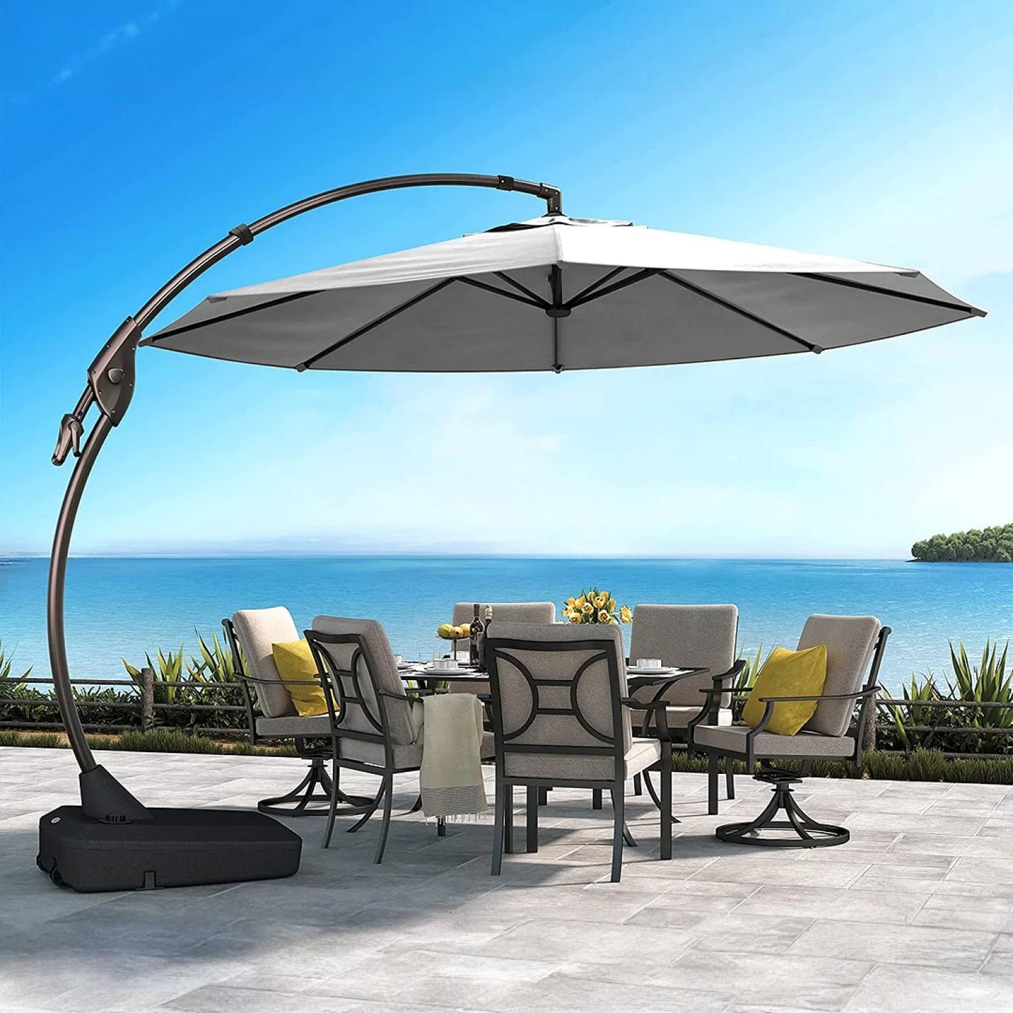 FT Deluxe NAPOLI SUNBRELLA Cantilever Umbrella with Umbrella Cover