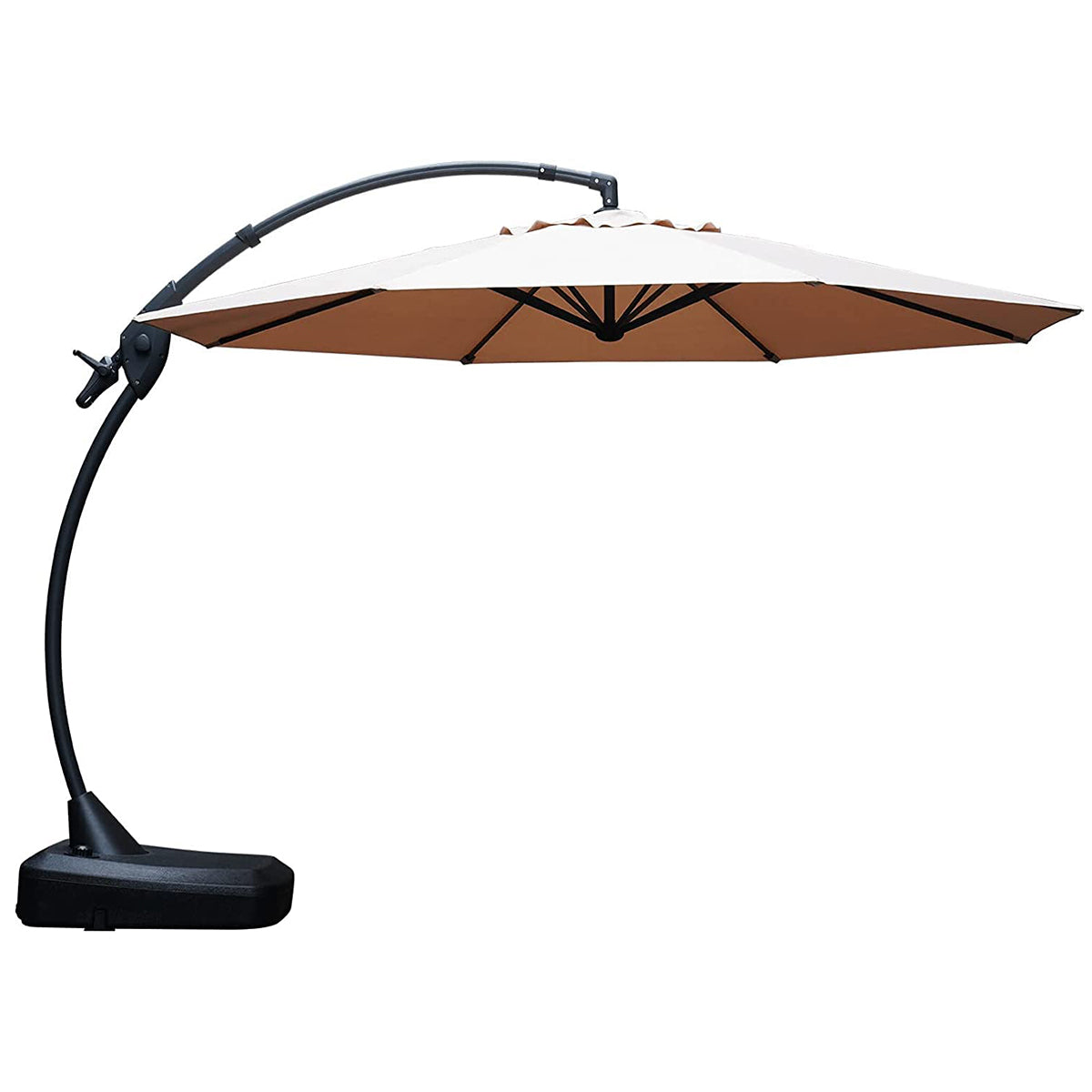 11 FT 12 FT Cantilever Patio Umbrella with Base, Round Large Offset Umbrellas for Garden Deck Pool