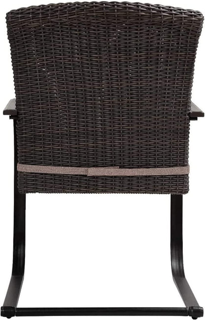 Dining Wicker Chair Set, Steel Frame Chair with Cushion