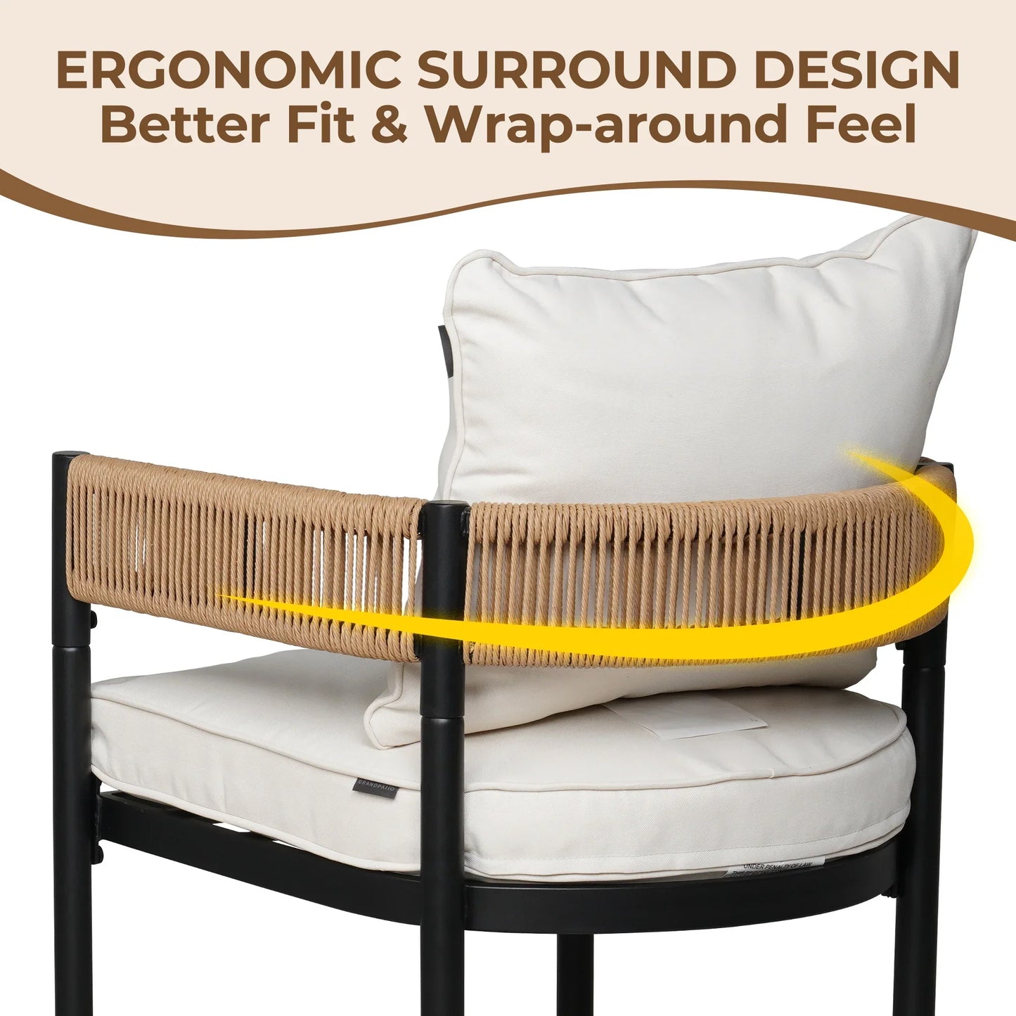 Steel Outdoor Dining Side Chairs, Patio Chairs with Grey Cushions