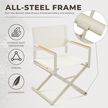 Dining Set, Extendable Table with Extra-Wide Foldable Chairs