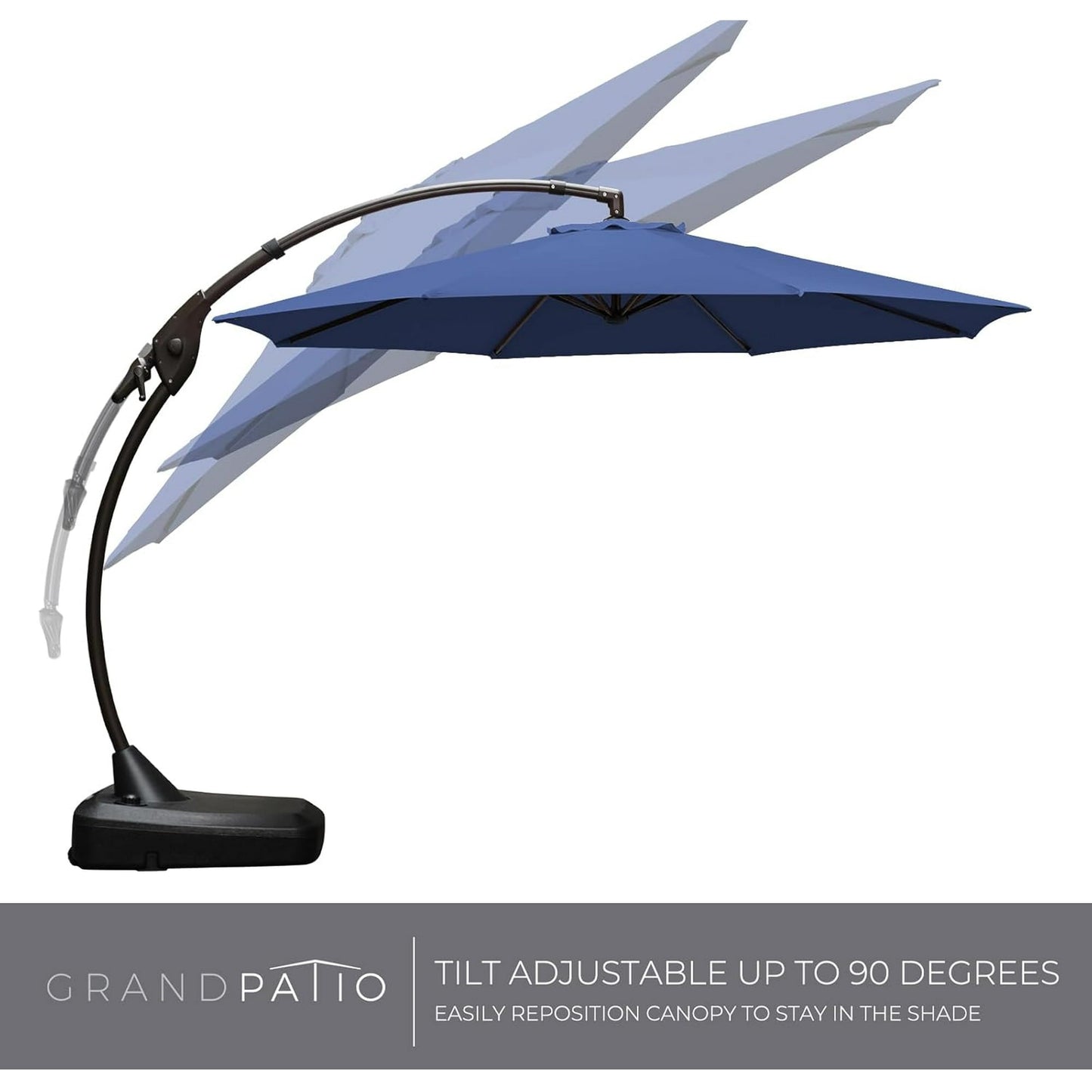 11 FT 12 FT Cantilever Patio Umbrella with Base, Round Large Offset Umbrellas for Garden Deck Pool