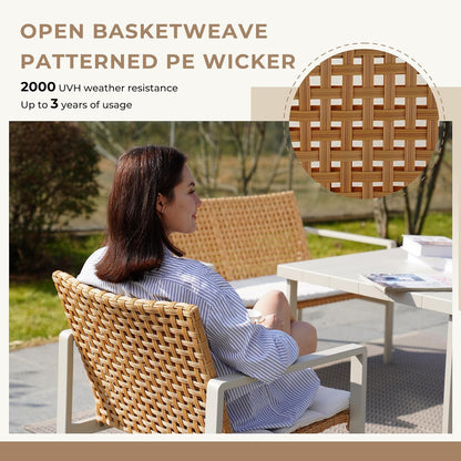 GRAND PATIO Spring Wicker Patio Furniture Set, Outdoor Conversation Furniture Set with Coffee Table