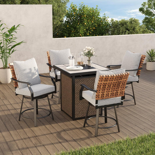 Grand patio Patio High Swivel Bar Set with Fire Pit Table
