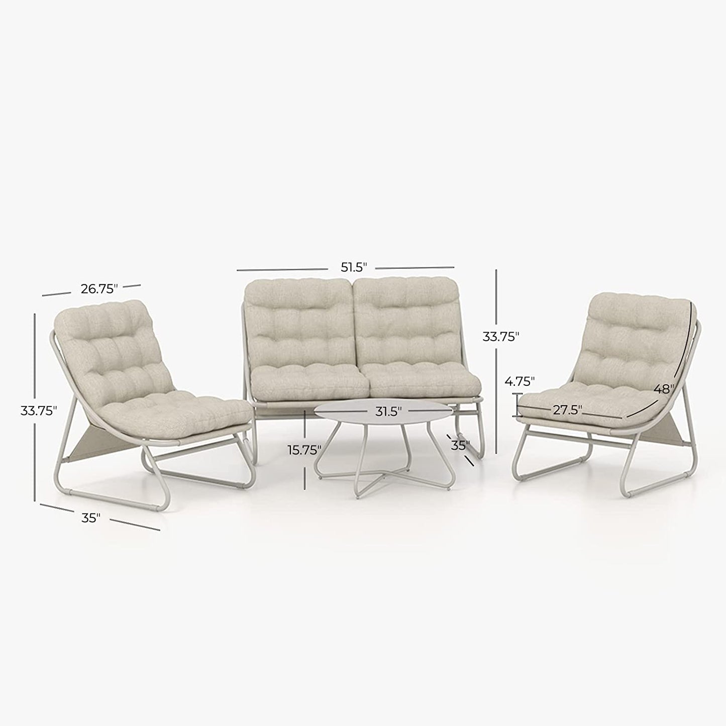 4-Piece Conversation Set  with Removable Cushion