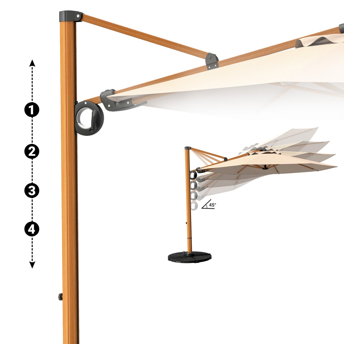 GRAND PATIO Offset Patio Umbrella,360-Degree Rotation (Weighted Base NOT INCLUDED)