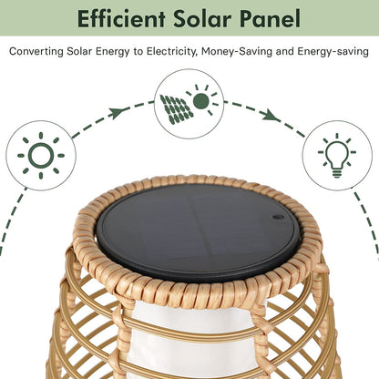 Floor Lamp Outdoor Lamp Patio Lights Solar Powered Lantern Weather–Resistant Rattan Deck Lights, Lamp Large-Sized for Garden