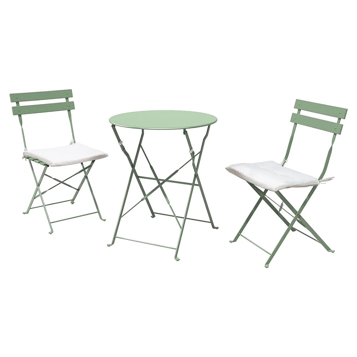 Premium Steel Patio Bistro Set with Cushion 3 Piece Patio Set of Foldable Patio Table and Chairs