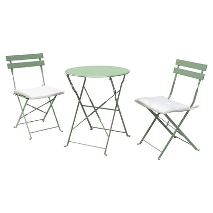 Premium Steel Patio Bistro Set with Cushion 3 Piece Patio Set of Foldable Patio Table and Chairs