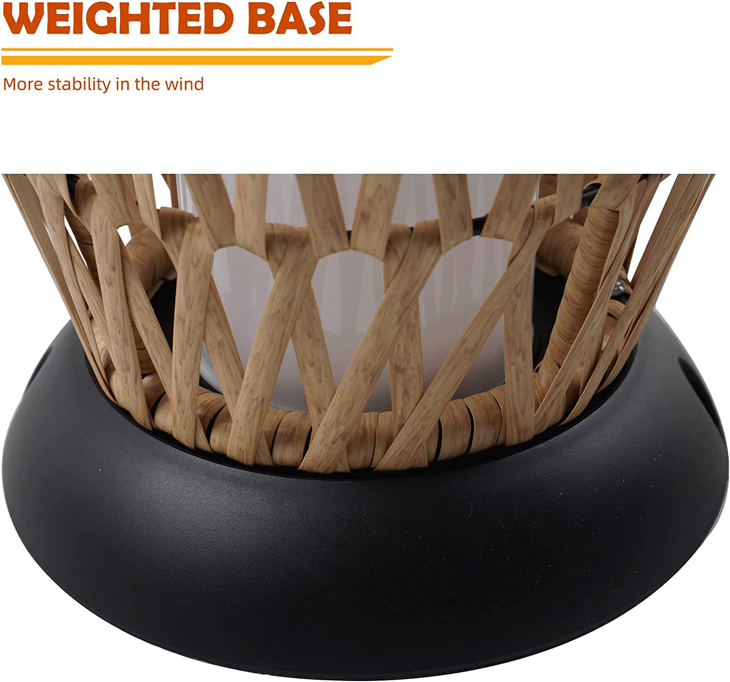 Floor Lamp Outdoor Lamp Patio Lights Solar Powered Lantern Weather–Resistant Rattan Deck Lights, Lamp Large-Sized for Garden