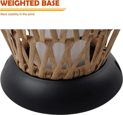 Floor Lamp Outdoor Lamp Patio Lights Solar Powered Lantern Weather–Resistant Rattan Deck Lights, Lamp Large-Sized for Garden