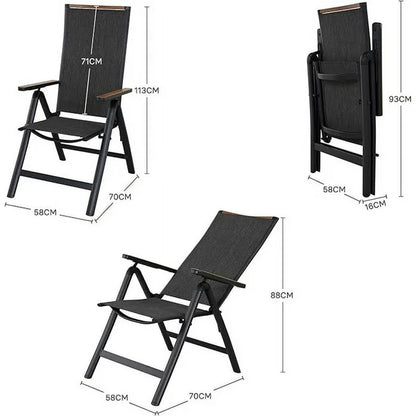 Aluminium Adjustable 6-Position High Backrest Folding Chair, No Assembly