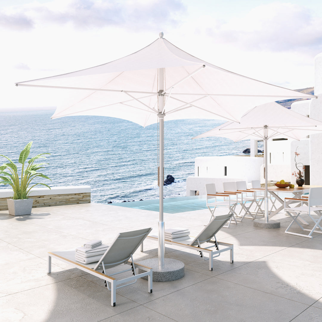 11 FT Sunshade Umbrella with Pulley Lift for Poolside Backyard Beach