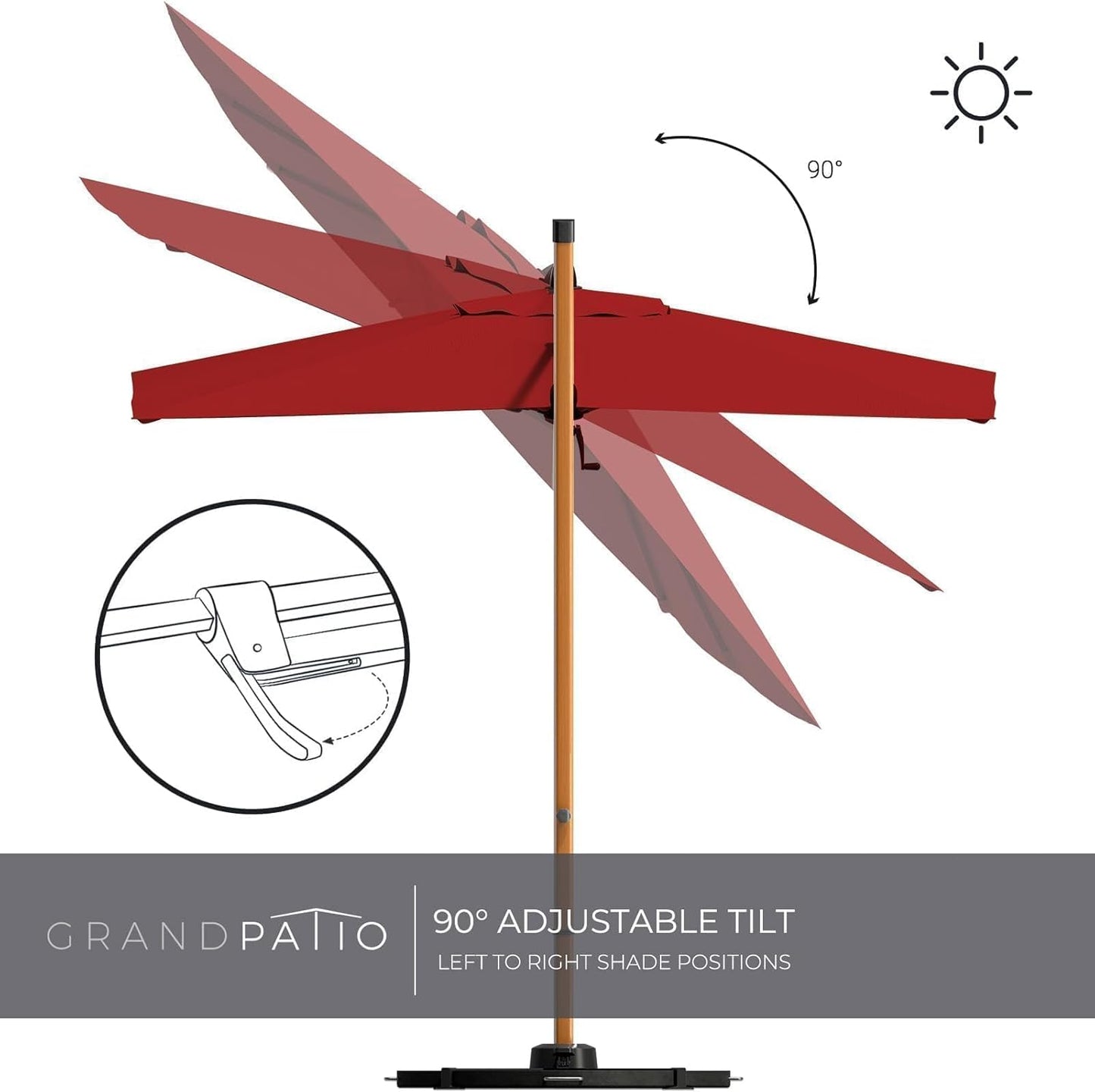 GRAND PATIO Offset Patio Umbrella,360-Degree Rotation (Weighted Base NOT INCLUDED)