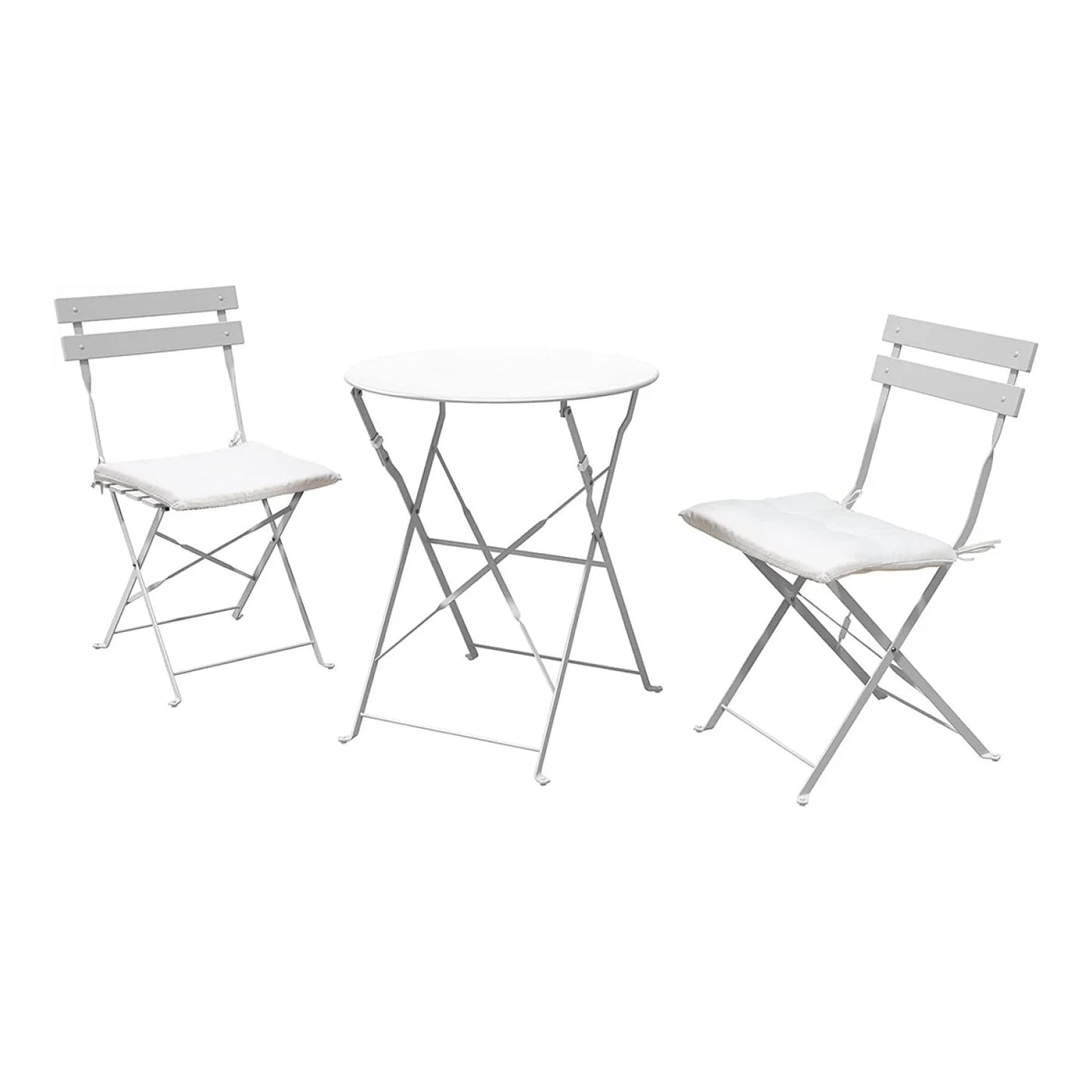 Premium Steel Patio Bistro Set with Cushion 3 Piece Patio Set of Foldable Patio Table and Chairs