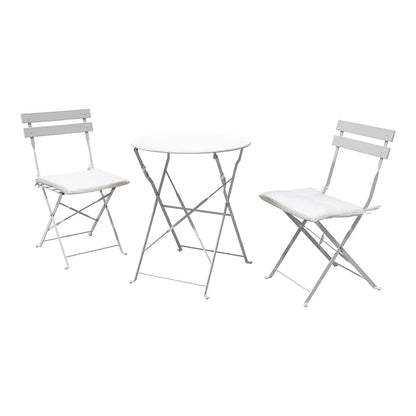 Premium Steel Patio Bistro Set with Cushion 3 Piece Patio Set of Foldable Patio Table and Chairs