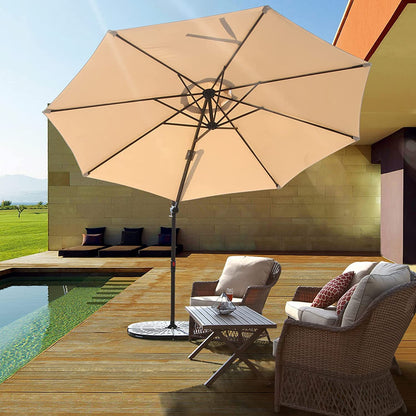 10FT Outdoor Aluminum Patio Umbrella, Market Cantilever large outdoor umbrella Polyester Patio Shade UV Protection,Offset Patio Umbrella Without Base,Tilt and Crank