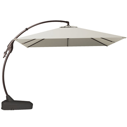 10x10 FT Square Patio Cantilever Umbrella, Deluxe Curvy Offset Umbrella with Base(No Umbrella Cover)
