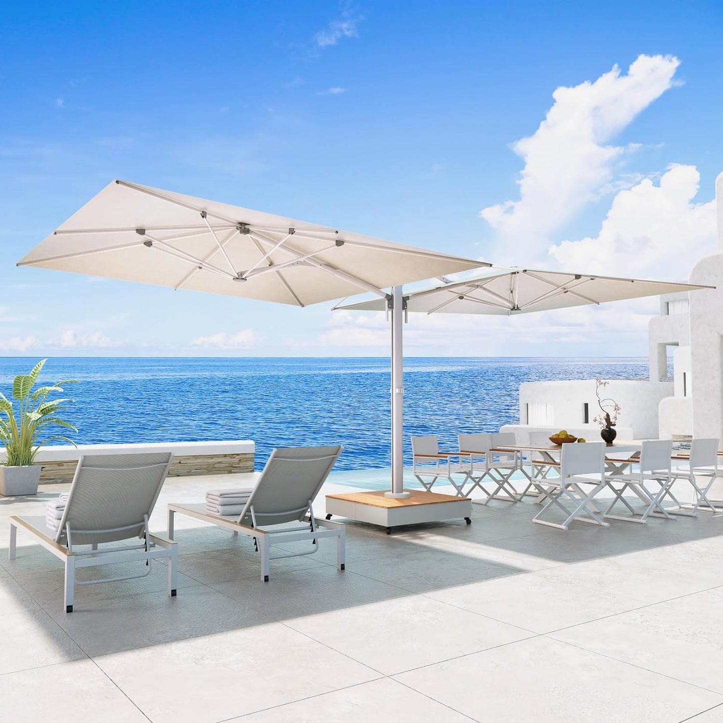 10x10 FT Large Double-Sided Patio Umbrella with Base, with Umbrella Cover