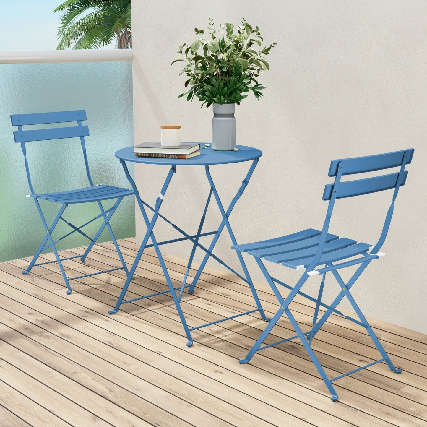 GRAND PATIO Outdoor Premium Steel 3-Piece Foldable Patio Sets