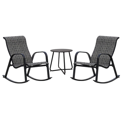 3-Piece Patio Bistro Rocking Chair Set, Steel Rocker Seating Outside for Front Porch, Garden, Patio, Backyard