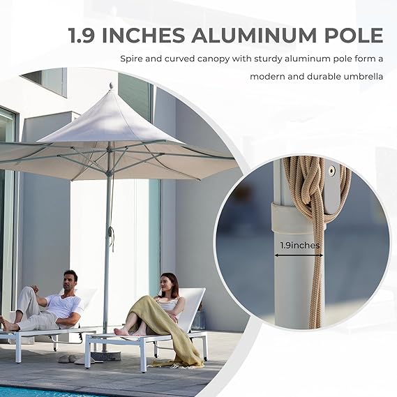 11 FT Sunshade Umbrella with Pulley Lift for Poolside Backyard Beach