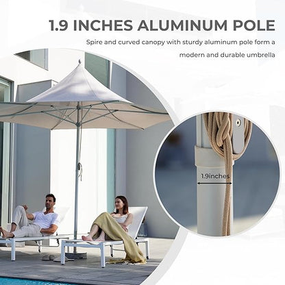 11 FT Sunshade Umbrella with Pulley Lift for Poolside Backyard Beach