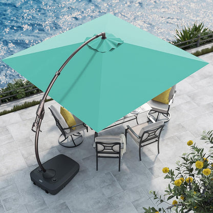 Sunbrella Cantilever Umbrella with Base, with Umbrella Cover, 10X10 FT Square Aluminum Patio Umbrella
