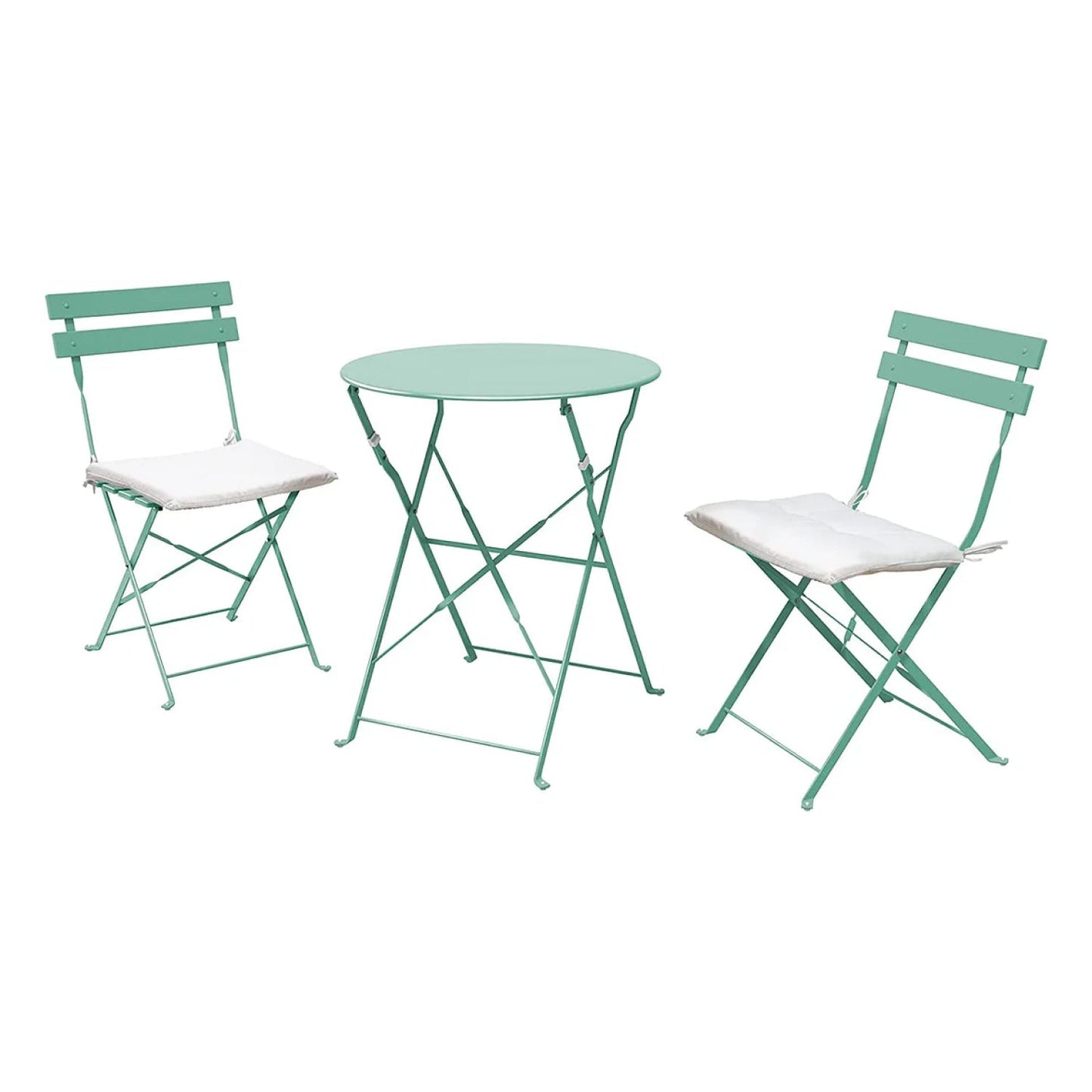 Premium Steel Patio Bistro Set with Cushion 3 Piece Patio Set of Foldable Patio Table and Chairs