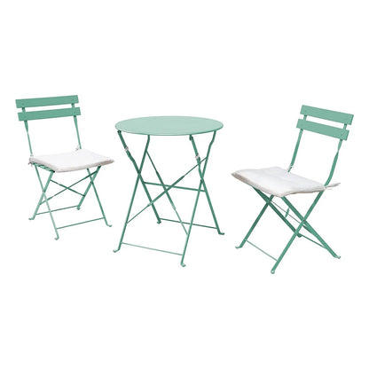 Premium Steel Patio Bistro Set with Cushion 3 Piece Patio Set of Foldable Patio Table and Chairs