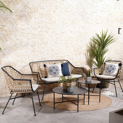 Outdoor Wicker Patio Conversation Set Boho Seating Chat Set