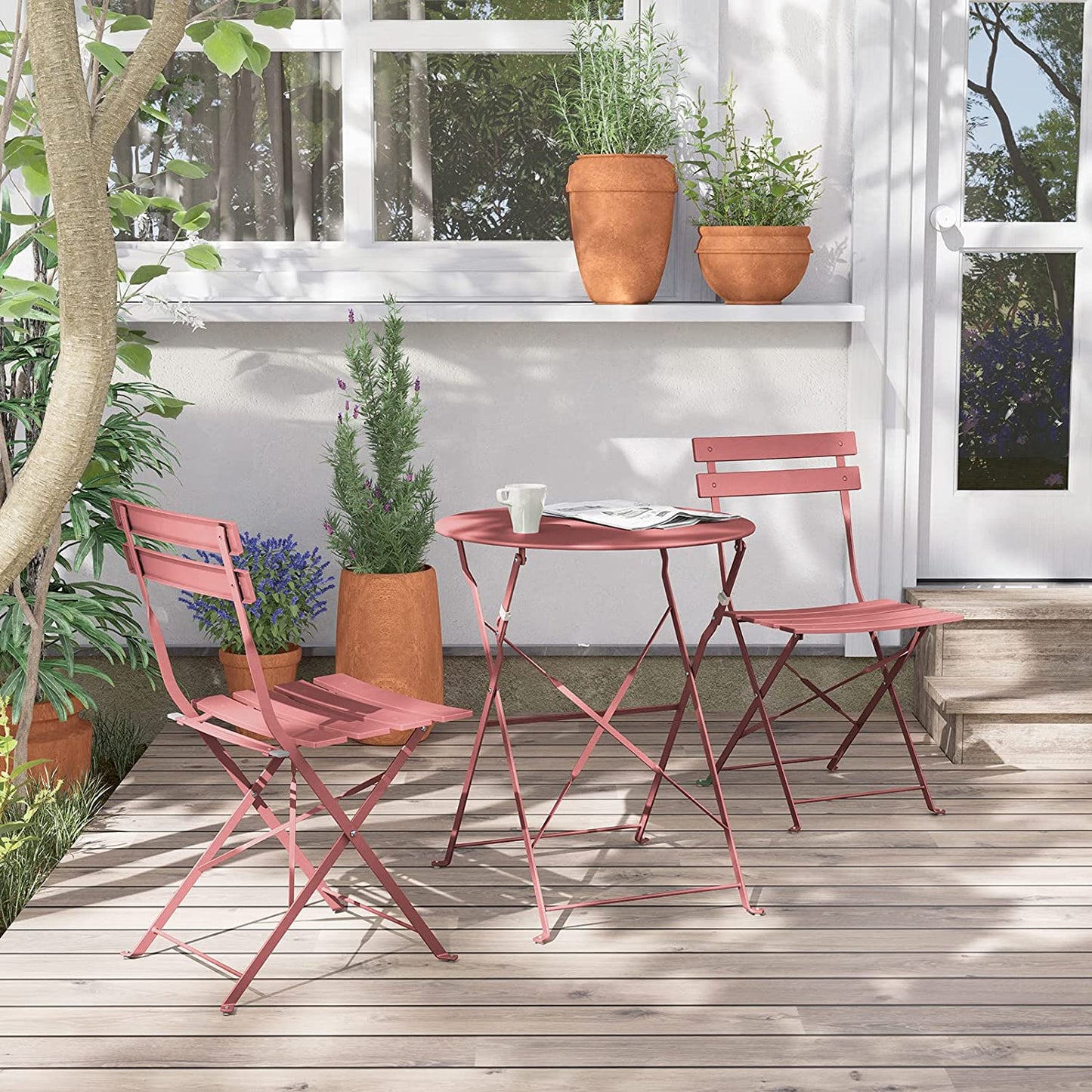 GRAND PATIO Outdoor Premium Steel 3-Piece Foldable Patio Sets