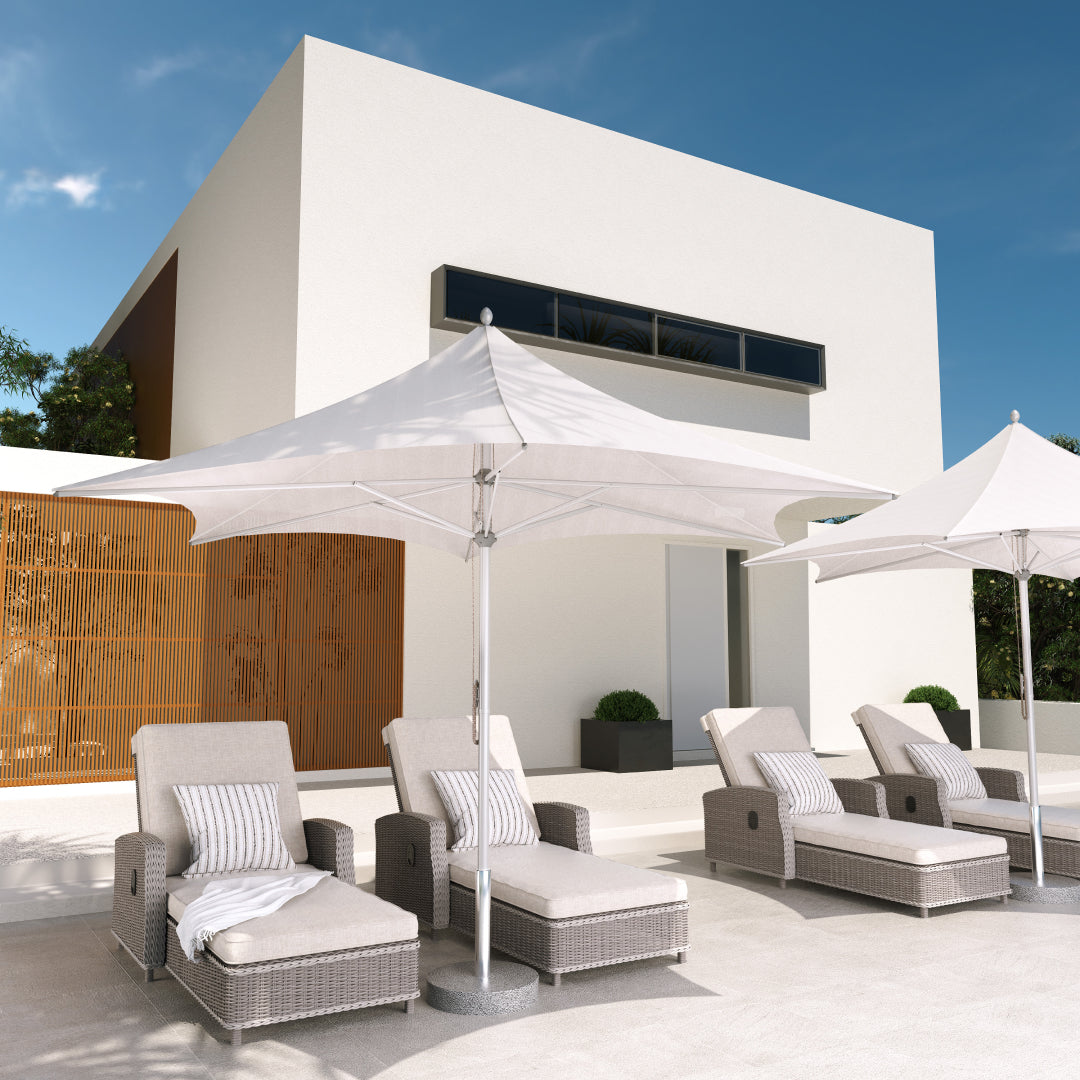 11 FT Sunshade Umbrella with Pulley Lift for Poolside Backyard Beach