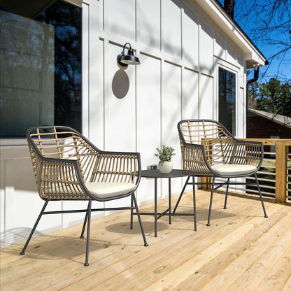 Outdoor Wicker Patio Conversation Set Boho Seating Chat Set
