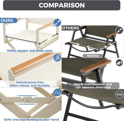 Dining Set, Extendable Table with Extra-Wide Foldable Chairs