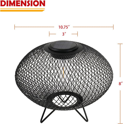 Shadow Solar Powered 8"H Table Lamp 2-Pack Metal Wire Shade, LED Modern Outdoor Lantern