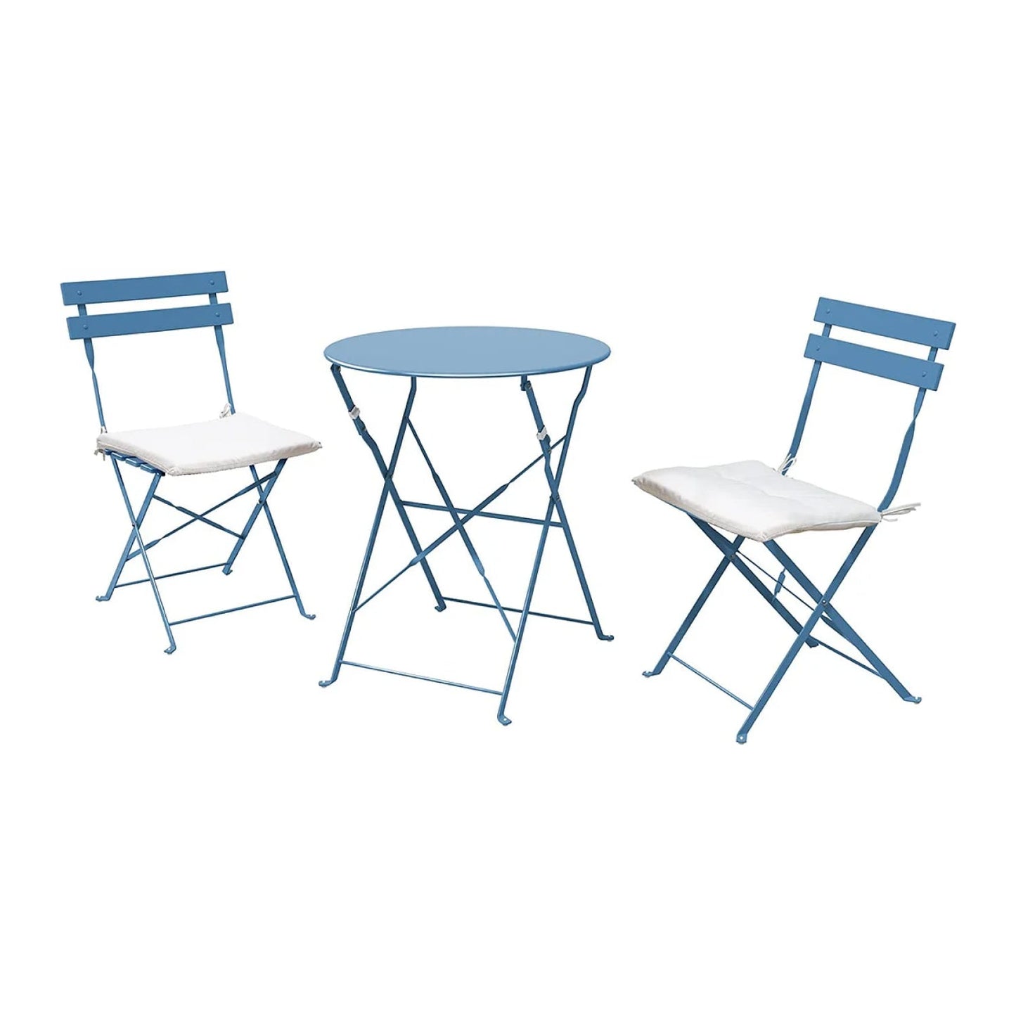 Premium Steel Patio Bistro Set with Cushion 3 Piece Patio Set of Foldable Patio Table and Chairs