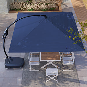 Large Rectangular Patio Umbrella with Base, with Umbrella Cover, Cantilever Umbrellas Easy Tilt
