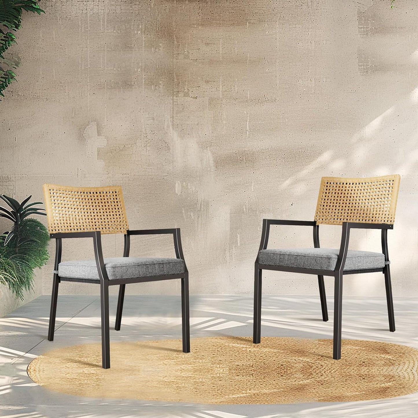 Dining Set Patio Dining Chairs, Stackable Indoor/Outdoor Dining Chairs W/Removable Cushions
