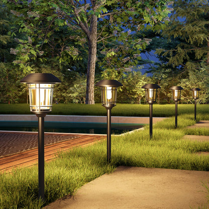 Outdoor Glass Solar Pathway Lights - Aluminum & Steel Frame