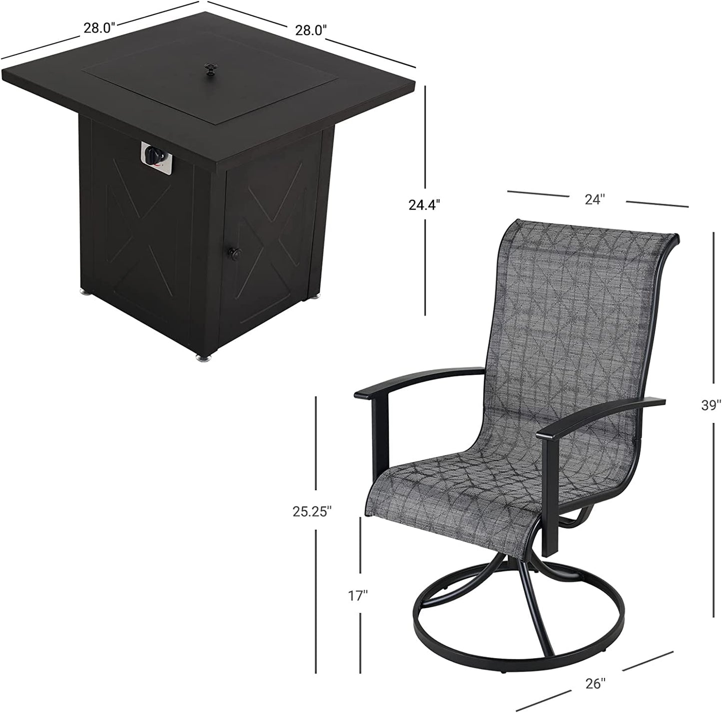 GRAND PATIO Outdoor Swivel Rocking Patio Dining Chairs Set