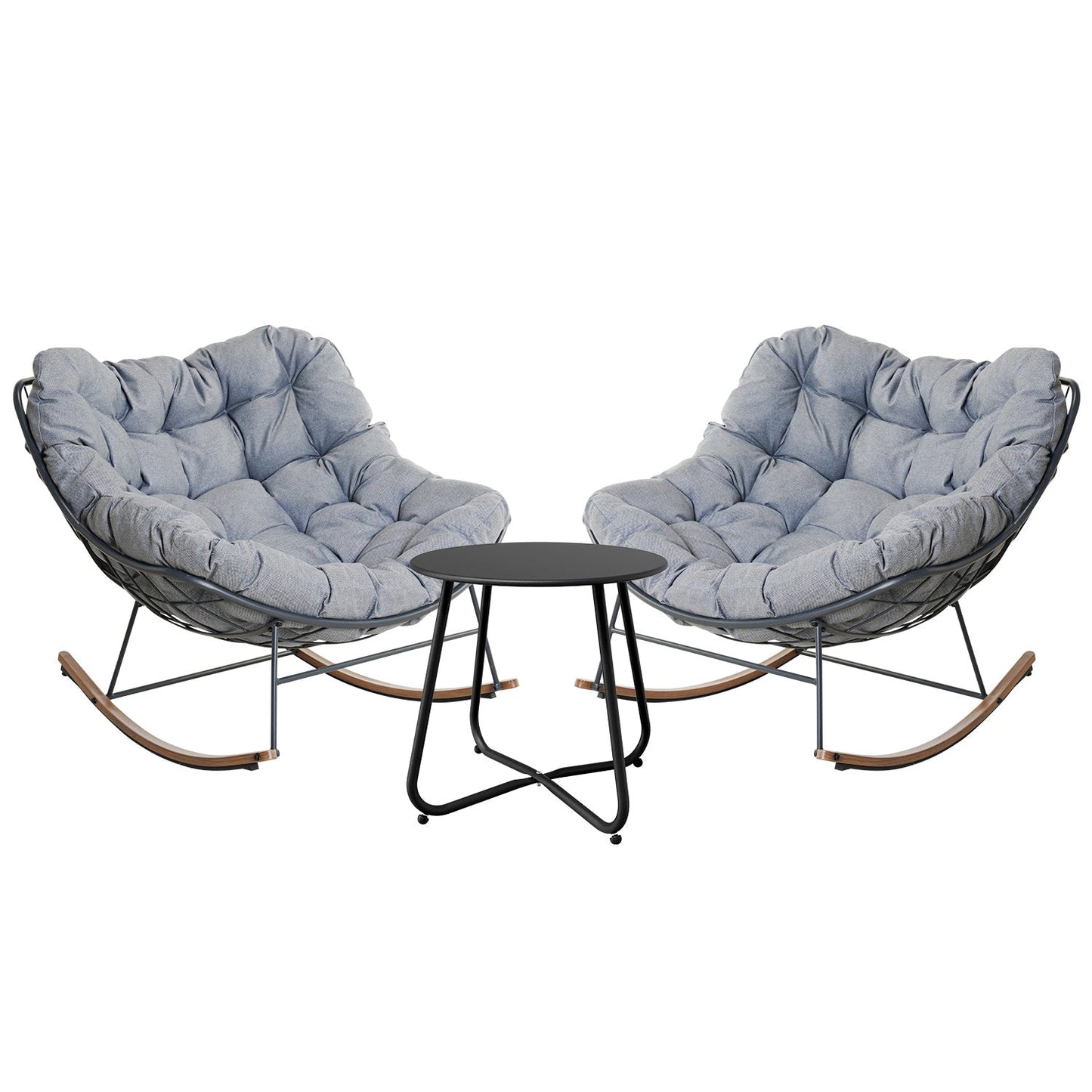 GRAND PATIO Outdoor Royal Rocking Chair, E-Coated Papasan Chair With Cushion for Porch, Garden