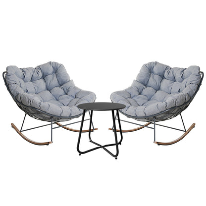 GRAND PATIO Outdoor Royal Rocking Chair, E-Coated Papasan Chair With Cushion for Porch, Garden