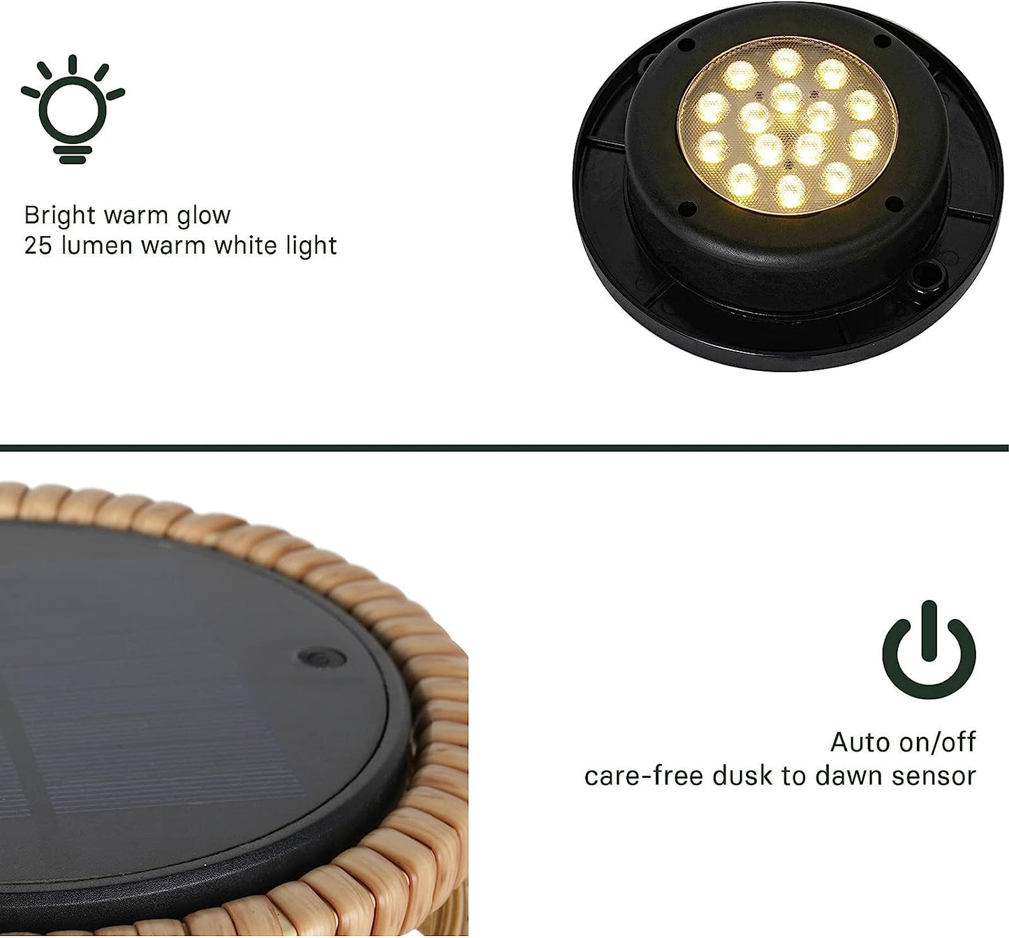 Floor Lamp Outdoor Lamp Patio Lights Solar Powered Lantern Weather–Resistant Rattan Deck Lights, Lamp Large-Sized for Garden