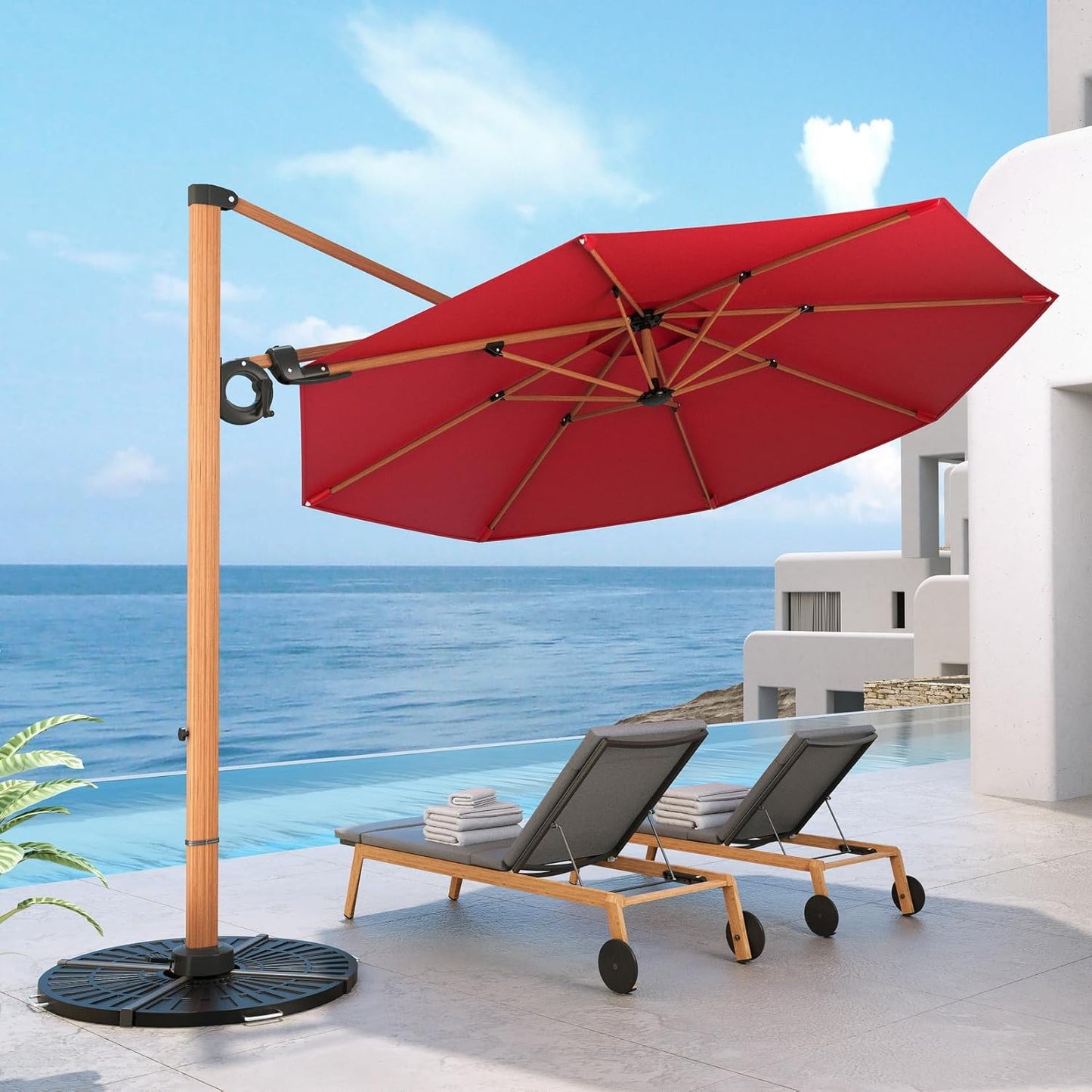 GRAND PATIO Offset Patio Umbrella,360-Degree Rotation (Weighted Base NOT INCLUDED)